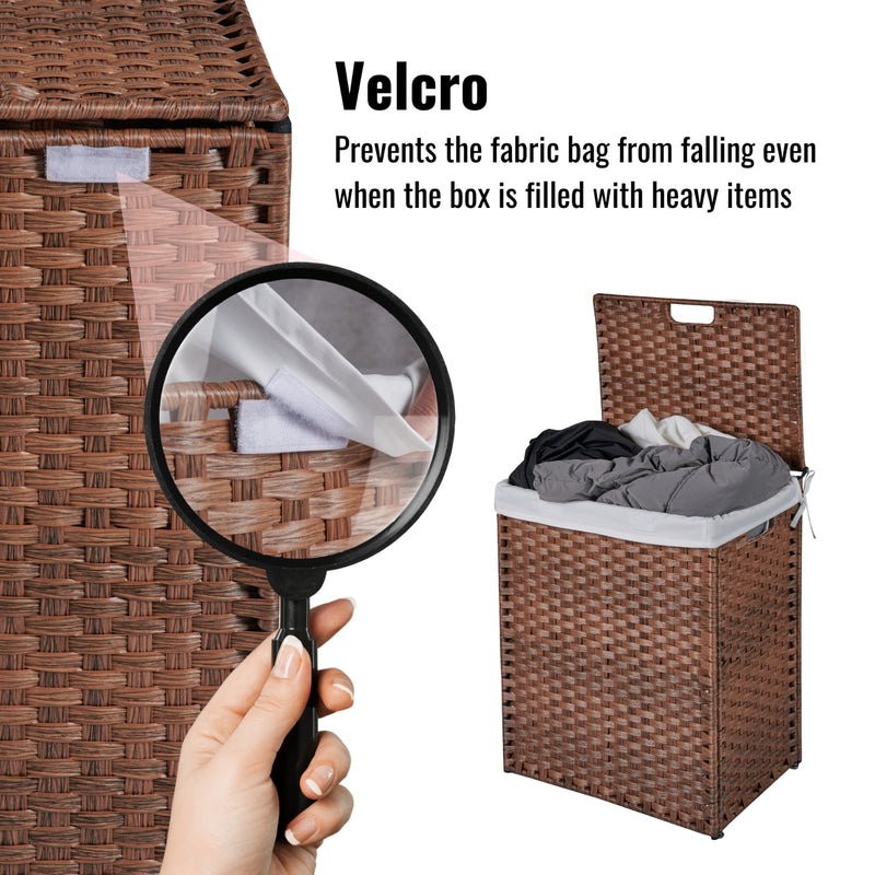 100L Laundry Hamper with Lid & Removable Bags - PE Rattan