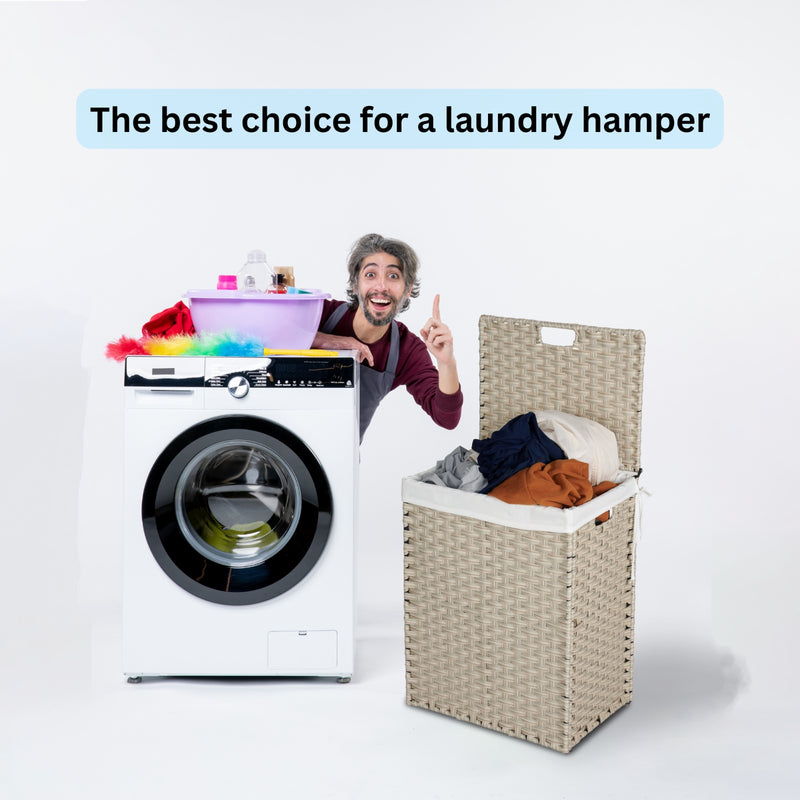 100L Laundry Hamper with Lid & 2 Removable PE Bags