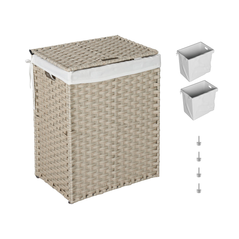 100L Laundry Hamper with Lid & 2 Removable PE Bags