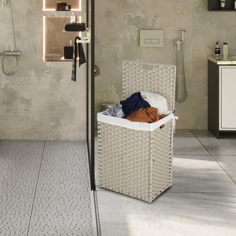 100L Laundry Hamper with Lid & 2 Removable PE Bags