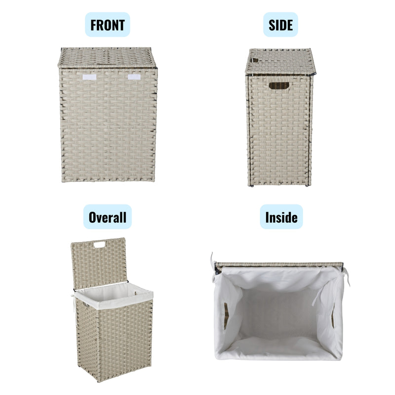 100L Laundry Hamper with Lid & 2 Removable PE Bags