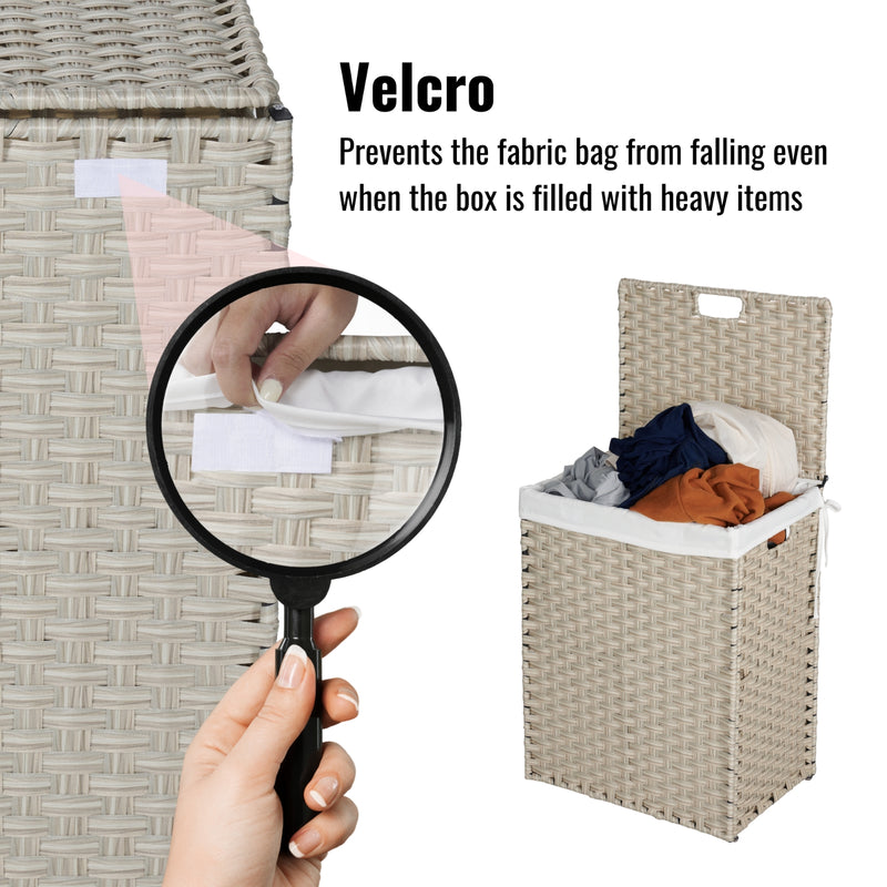 100L Laundry Hamper with Lid & 2 Removable PE Bags