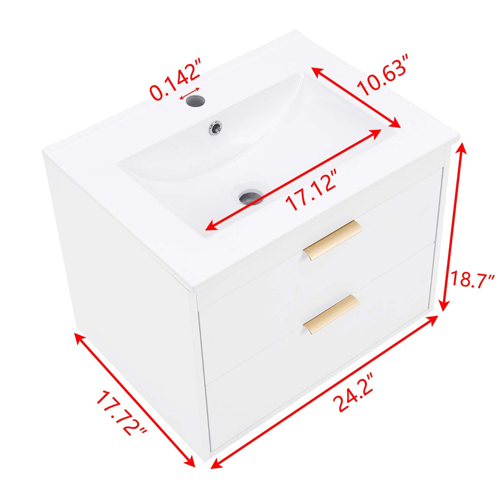 24" Floating Bathroom Vanity with Sink & Soft Close