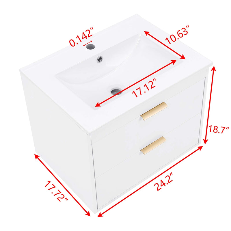 24" Floating Bathroom Vanity with Sink & Soft Close