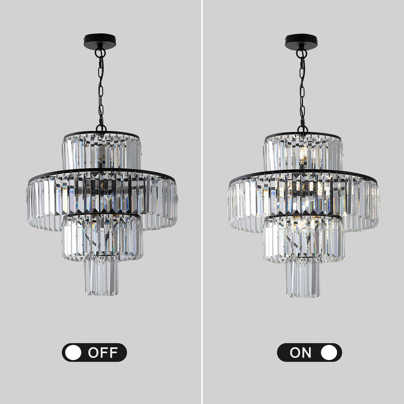 Black Luxury Crystal Chandelier Pendant Light Fixture for Modern Spaces