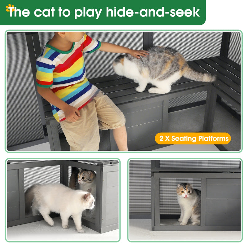 Outdoor Wooden Cat Enclosure Catio House