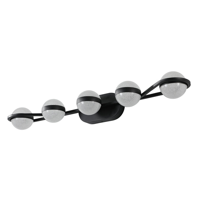 Modern 5-Bulb Bathroom Vanity Light, LED Frosted Glass Wall Fixture