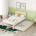 Twin Size Platform Bed with Trundle, White Wash