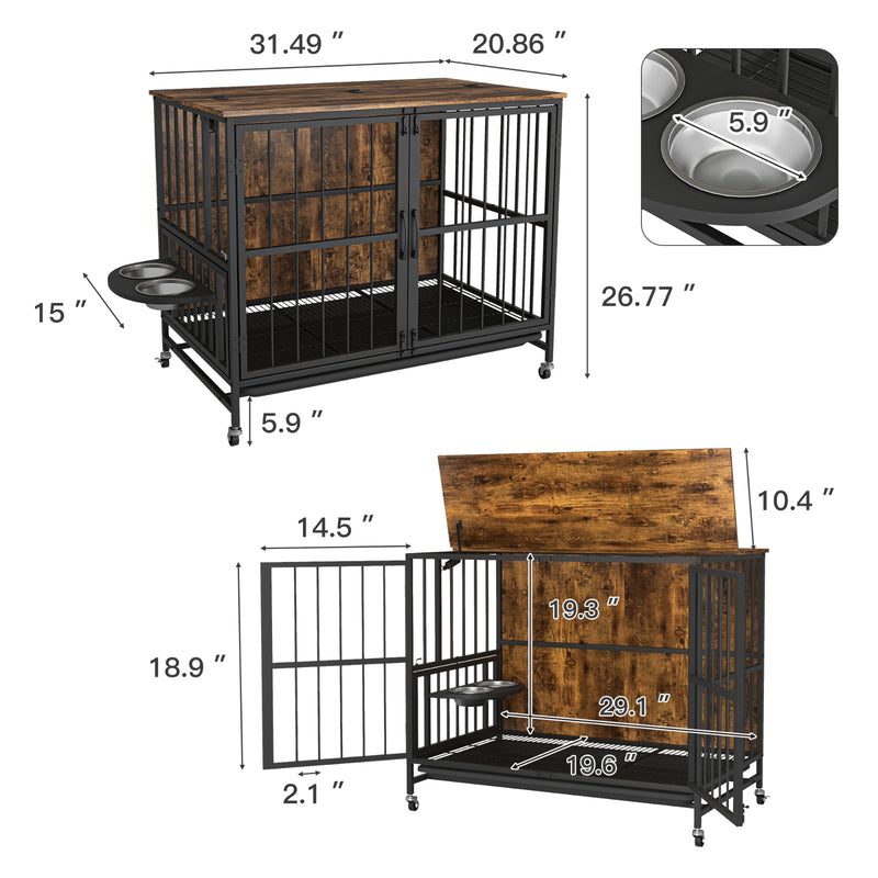 Modern Dog Crate Furniture for Large Dogs with Removable Tray