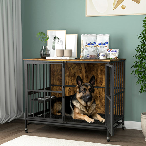 Modern Dog Crate Furniture for Large Dogs with Removable Tray
