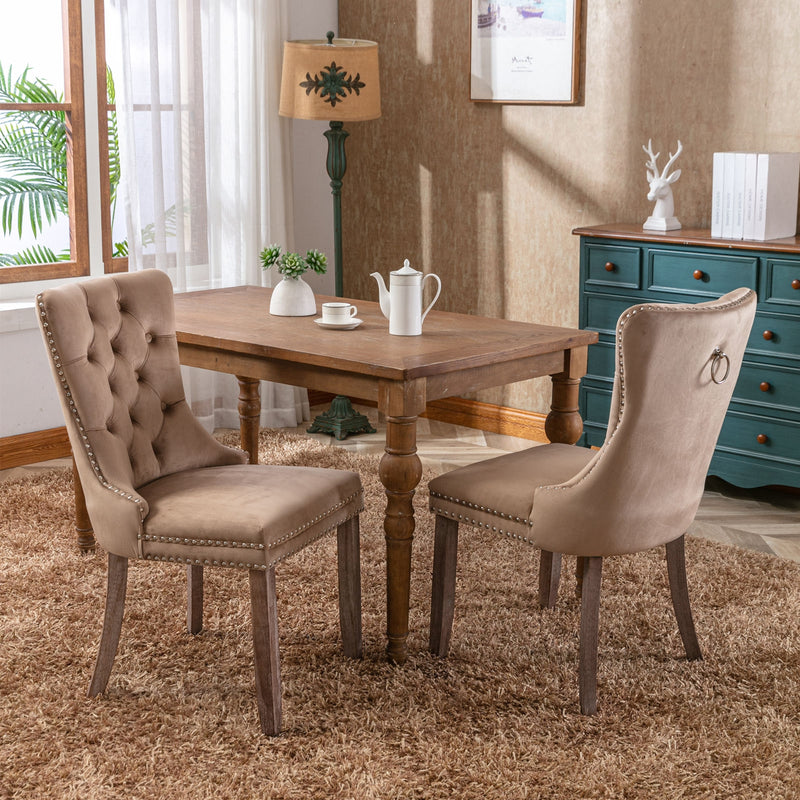 Modern Tufted Velvet Dining Chair, Solid Wood Frame