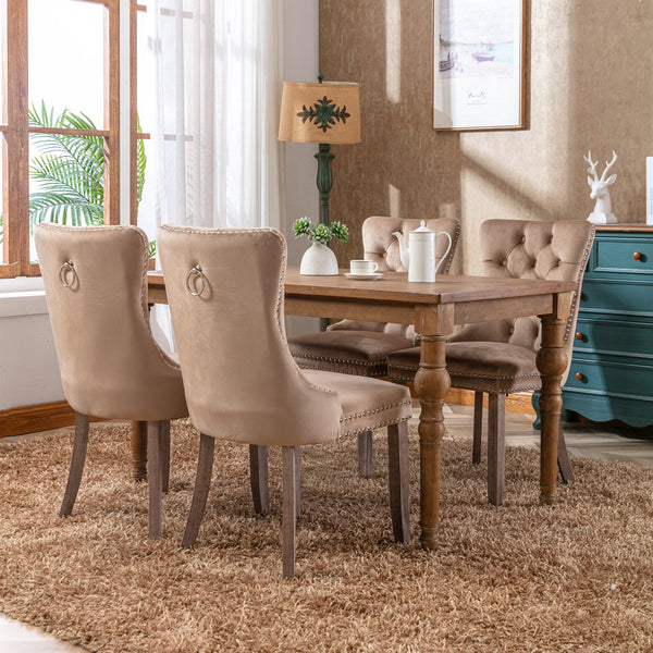 Modern Tufted Velvet Dining Chair, Solid Wood Frame