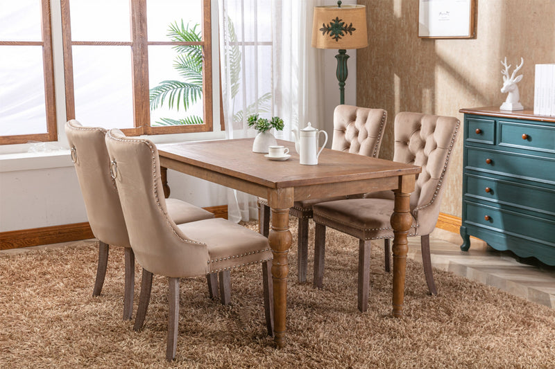 Modern Tufted Velvet Dining Chair, Solid Wood Frame
