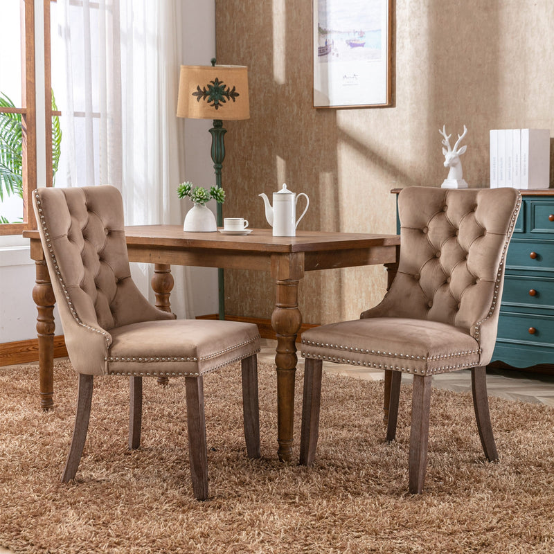 Modern Tufted Velvet Dining Chair, Solid Wood Frame