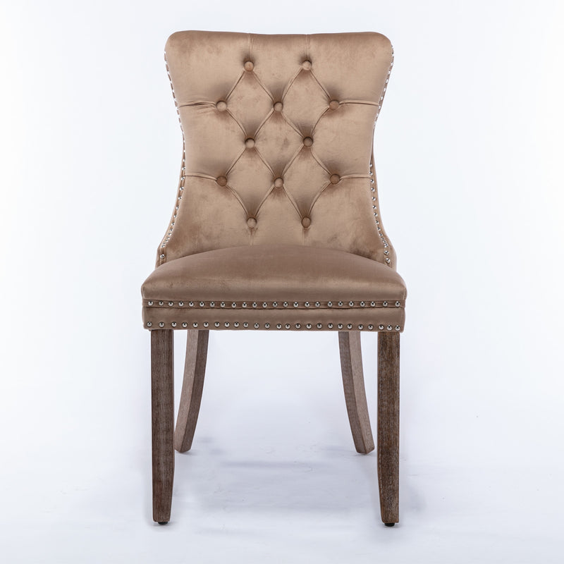 Modern Tufted Velvet Dining Chair, Solid Wood Frame