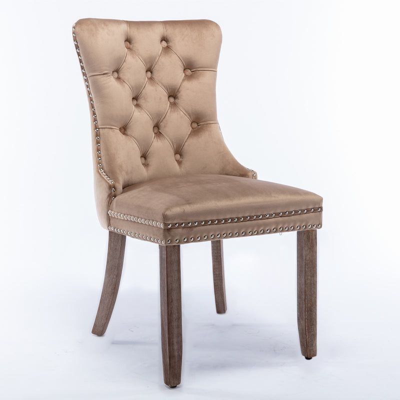 Modern Tufted Velvet Dining Chair, Solid Wood Frame