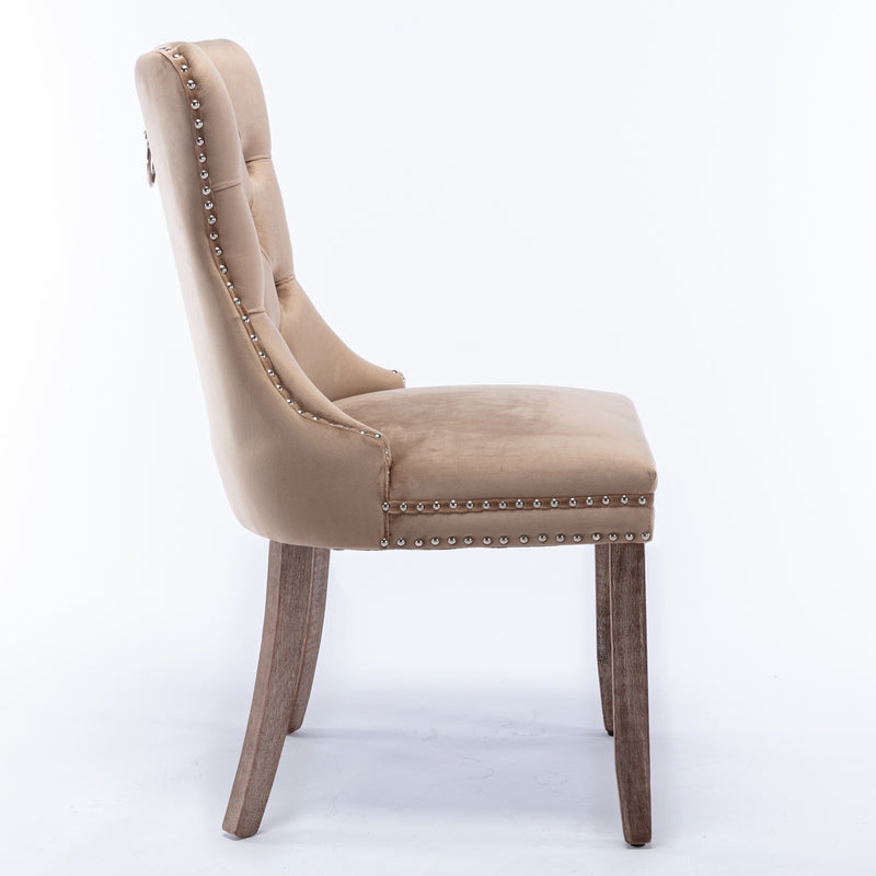 Modern Tufted Velvet Dining Chair, Solid Wood Frame