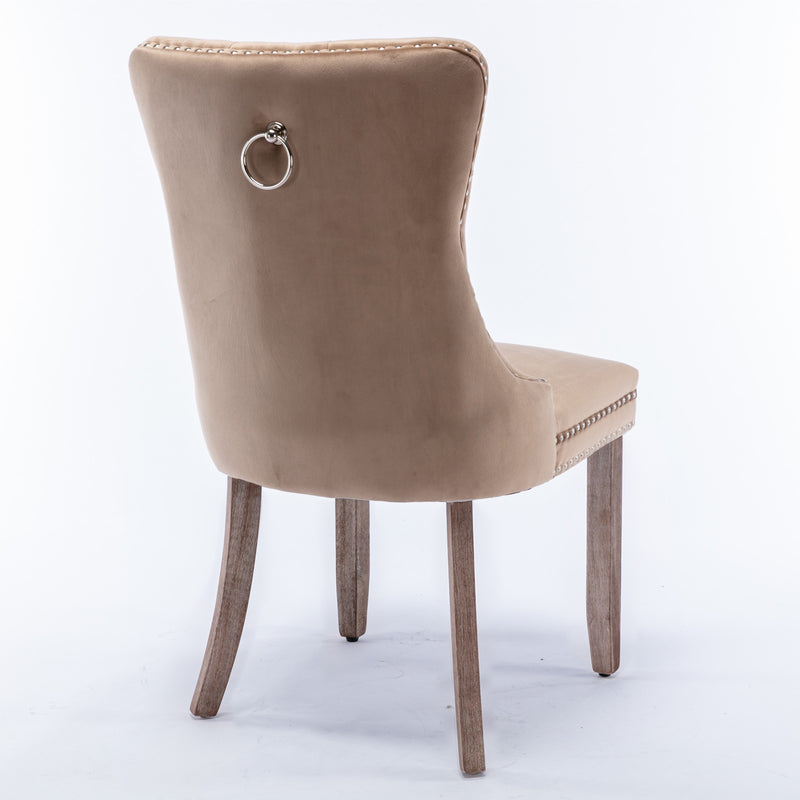 Modern Tufted Velvet Dining Chair, Solid Wood Frame