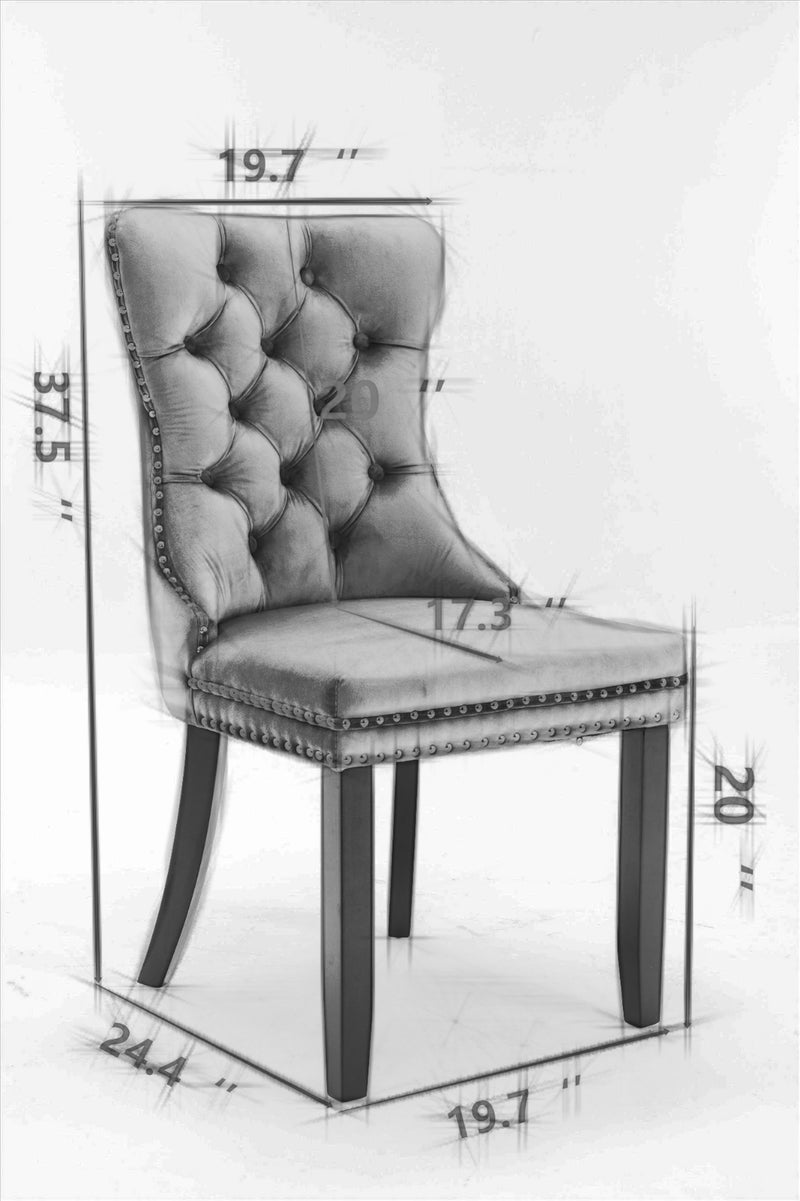 Modern Tufted Velvet Dining Chair, Solid Wood Frame