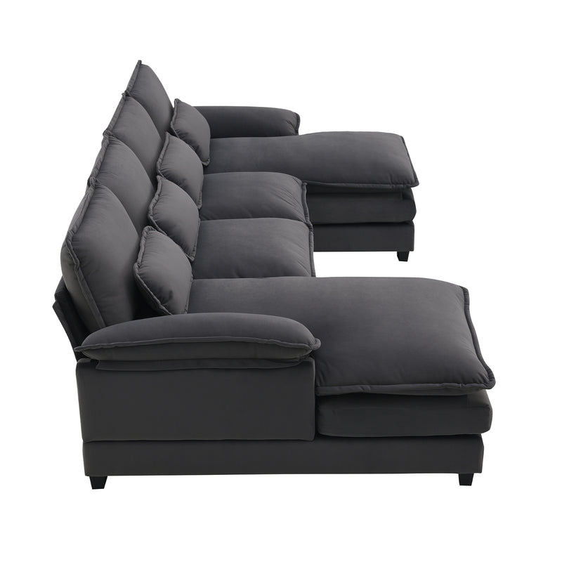 Modern U-Shaped Sectional Sofa, 6-Seat with Pillows