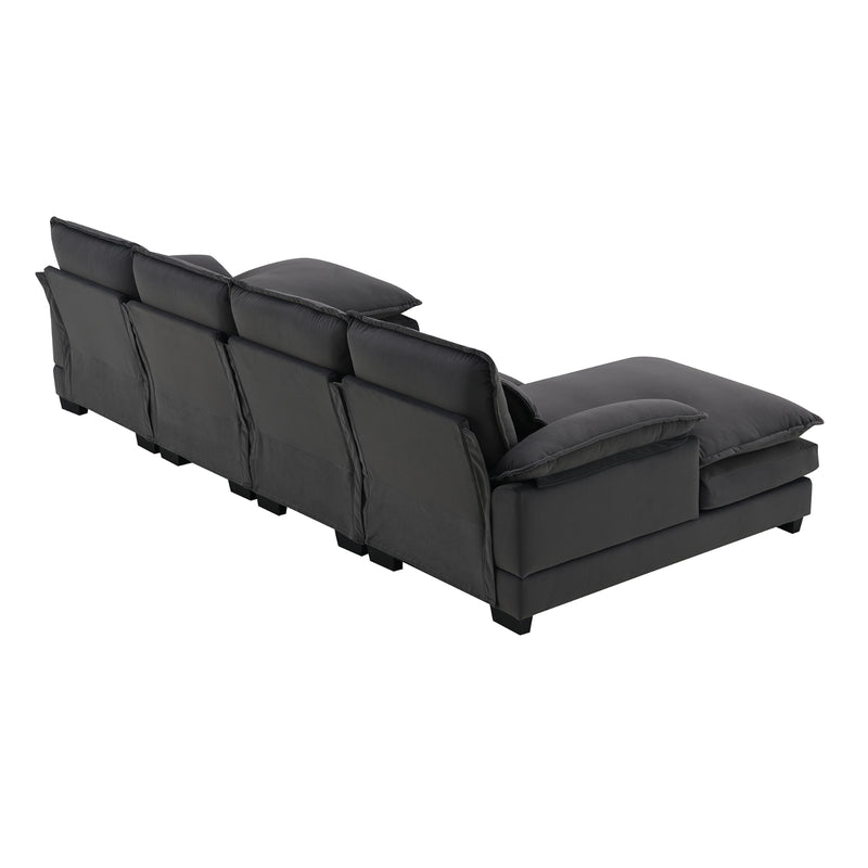 Modern U-Shaped Sectional Sofa, 6-Seat with Pillows