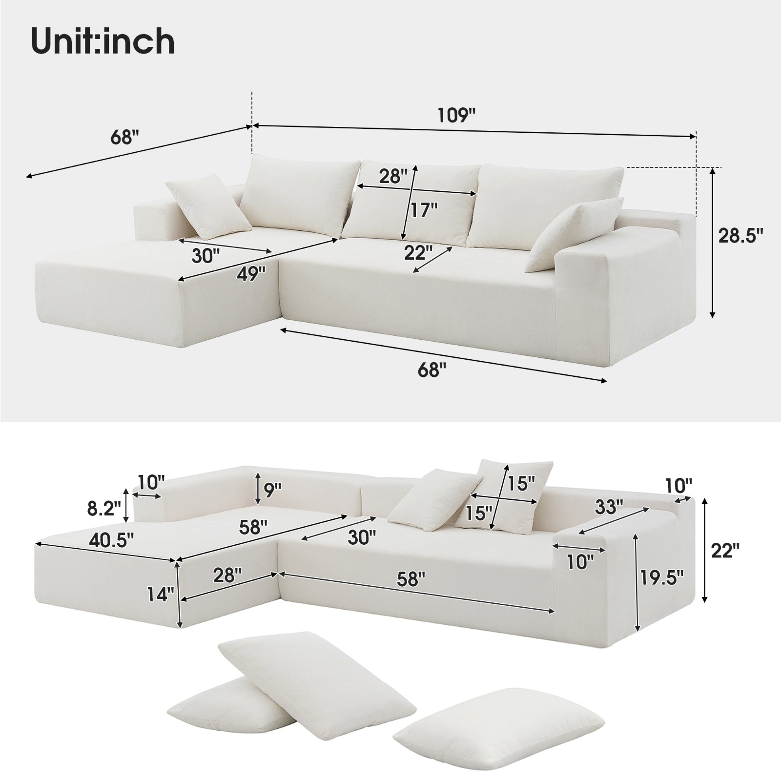 Modern Modular Sectional Sofa Set for Living Room