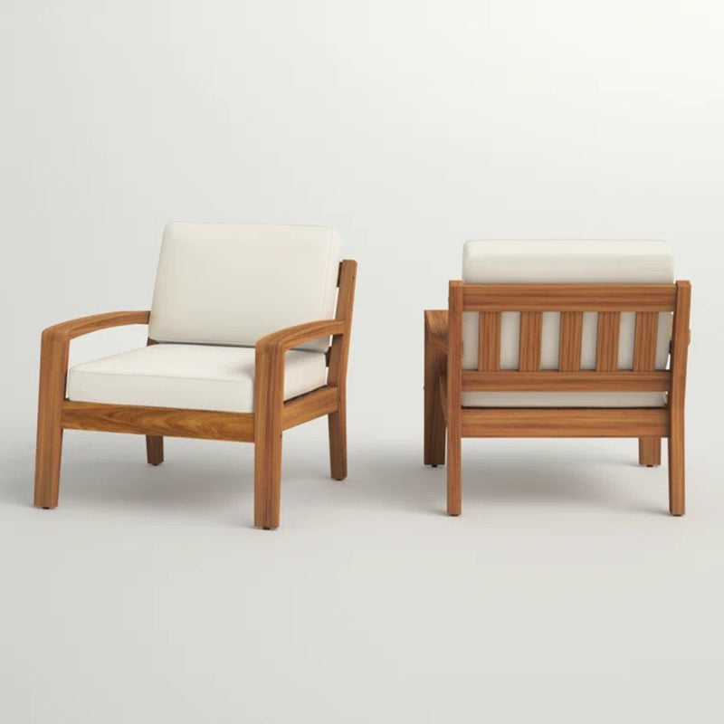 Acacia Wood Club Chairs with Water-Resistant Cushions
