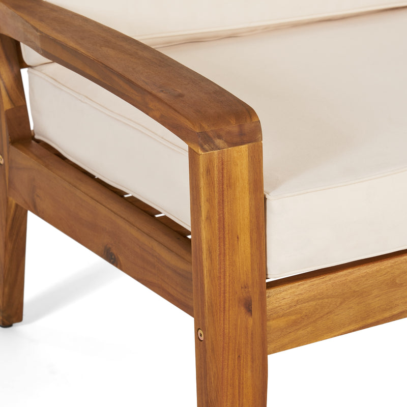 Acacia Wood Club Chairs with Water-Resistant Cushions
