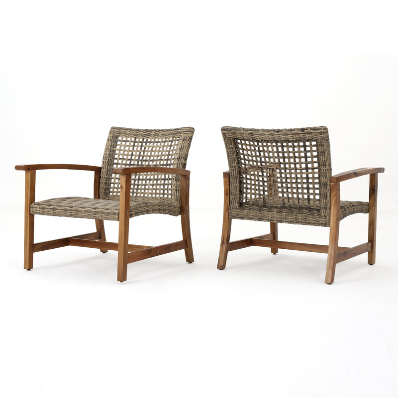Outdoor Acacia Wood Club Chairs - Weather Resistant Seating