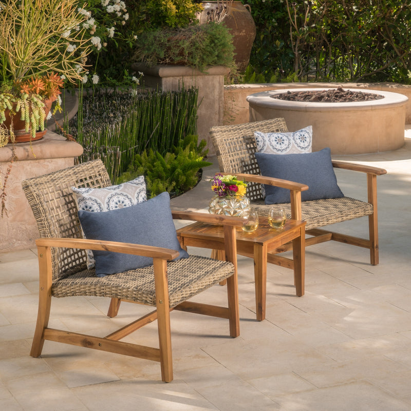 Outdoor Acacia Wood Club Chairs - Weather Resistant Seating