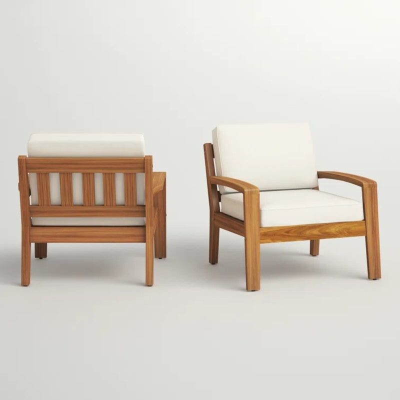 Acacia Wood Club Chairs with Water-Resistant Cushions