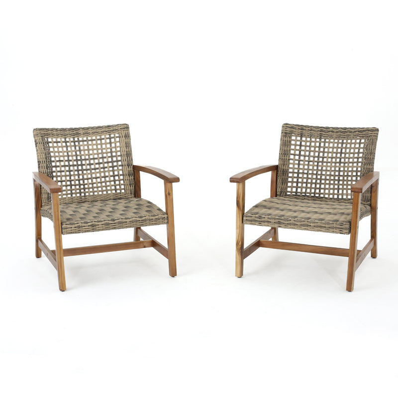 Outdoor Acacia Wood Club Chairs - Weather Resistant Seating