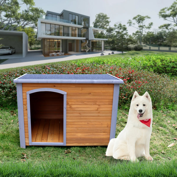 Outdoor Wooden Dog House with Raised Feet, Large