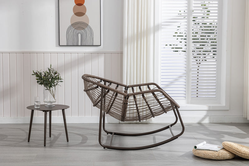 Outdoor Wicker Rocking Chair with Cushions for Patio