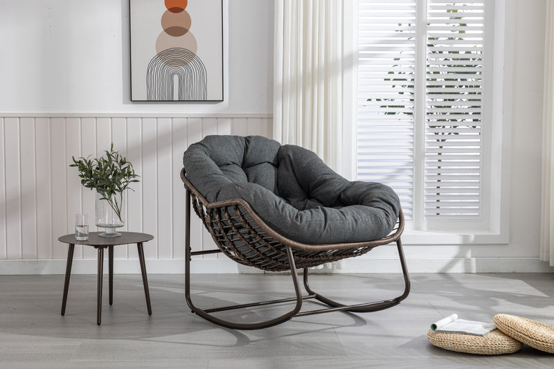 Outdoor Wicker Rocking Chair with Cushions for Patio