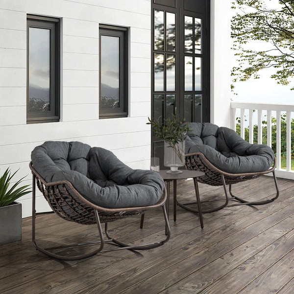 Outdoor Wicker Rocking Chair with Cushions for Patio