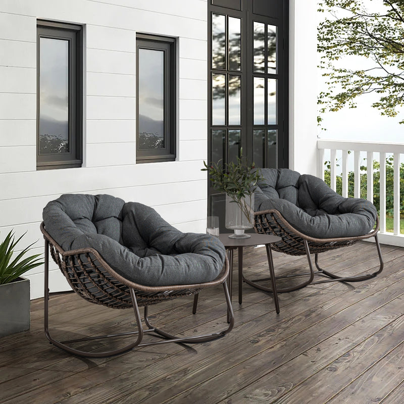 Outdoor Wicker Rocking Chair with Cushions for Patio