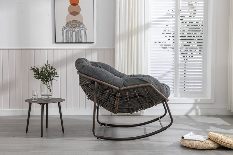 Outdoor Wicker Rocking Chair with Cushions for Patio
