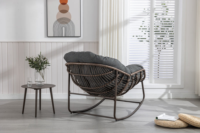 Outdoor Wicker Rocking Chair with Cushions for Patio