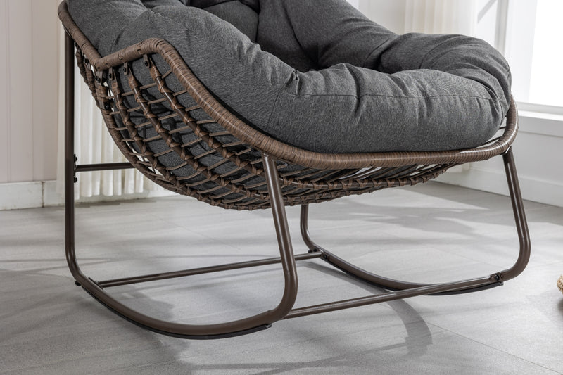 Outdoor Wicker Rocking Chair with Cushions for Patio