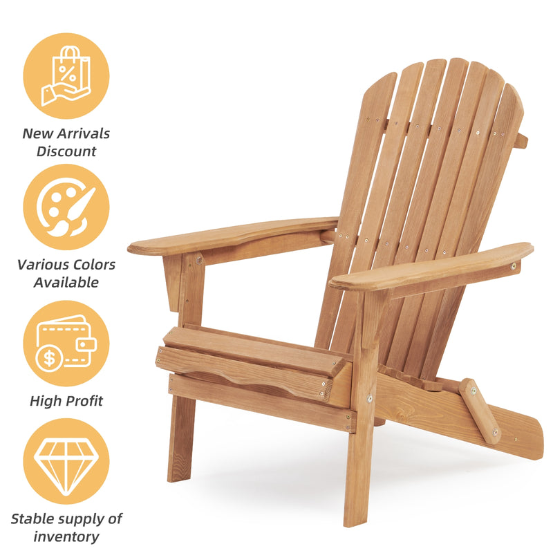 Wooden Folding Adirondack Chairs Set of 2 for Patio