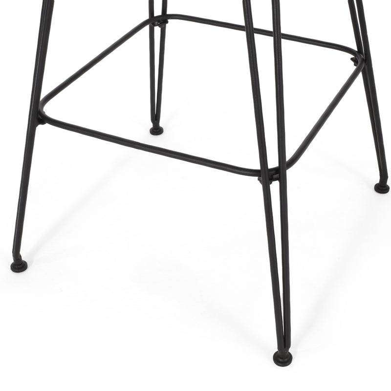 Outdoor Wicker Bar Stools with Cushions & Metal Legs, Set of 2
