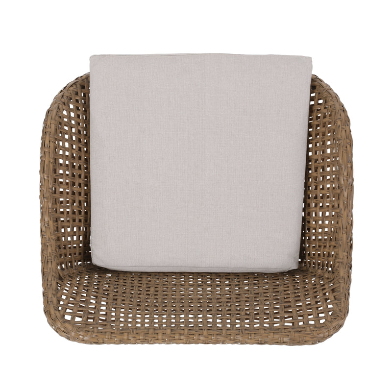Outdoor Wicker Bar Stools with Cushions & Metal Legs, Set of 2