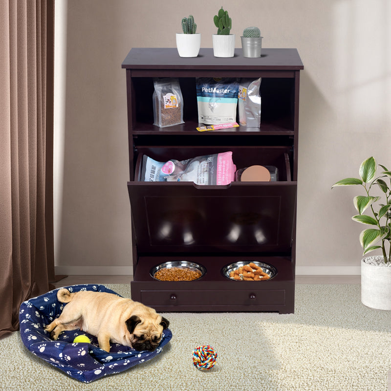 Pet Feeder Station with Storage, Waterproof MDF