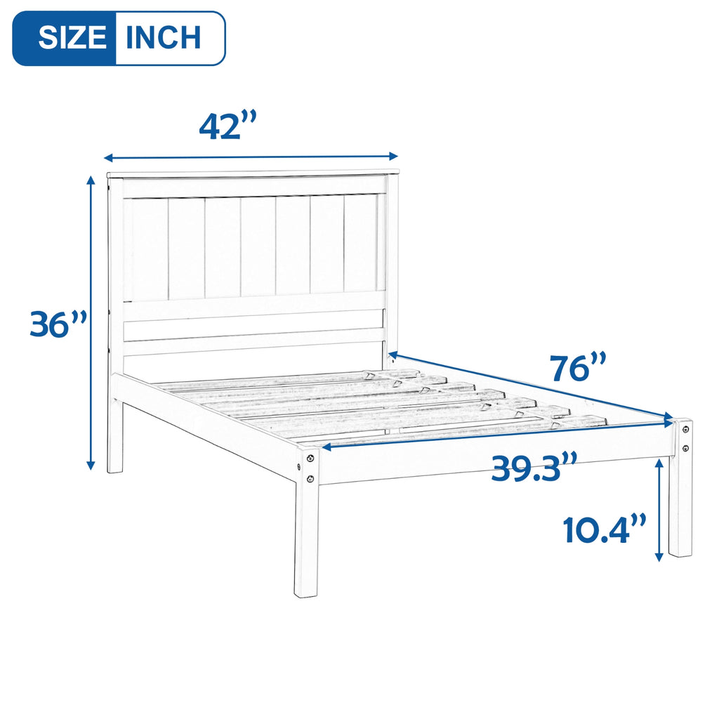 Twin Platform Bed Frame with Headboard, No Box Spring