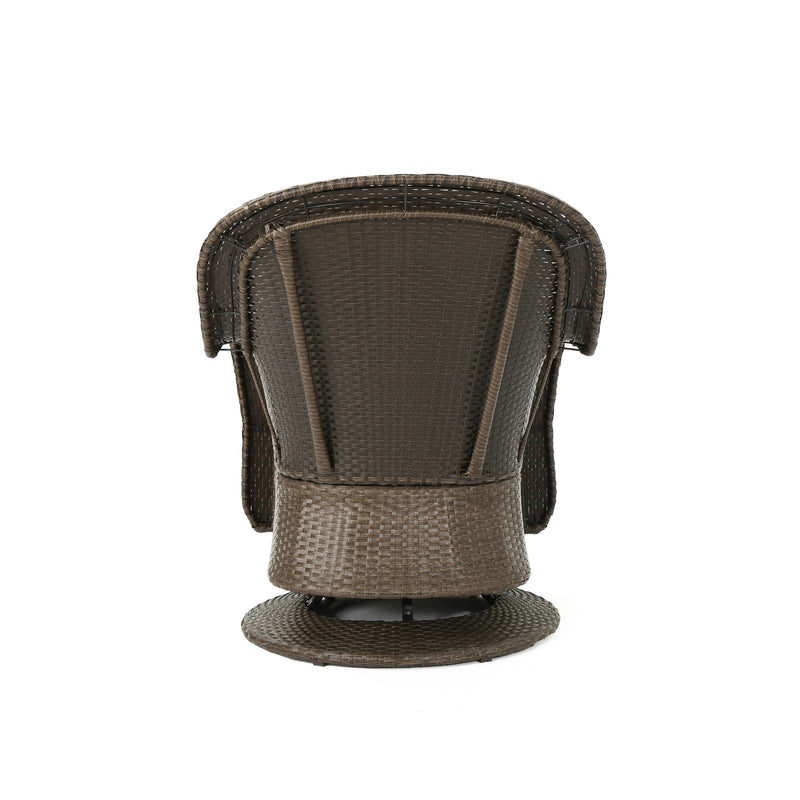 Rattan Swivel Club Chairs with Water-Resistant Cushions
