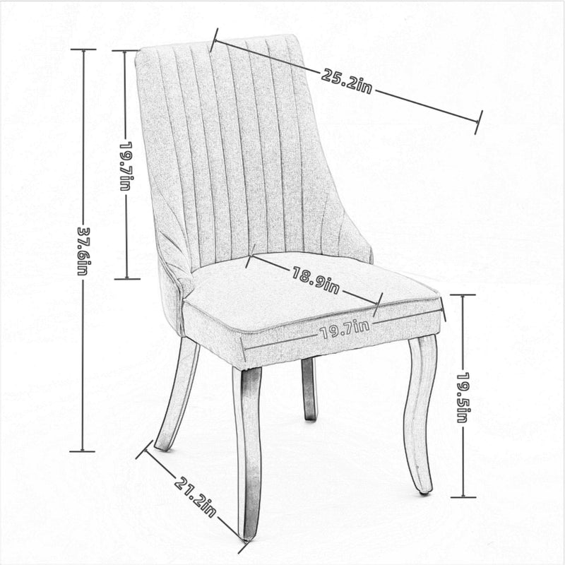 Comfy Rayon Linen Dining Chair with Fabric Upholstery