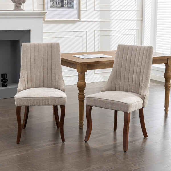 Comfy Rayon Linen Dining Chair with Fabric Upholstery