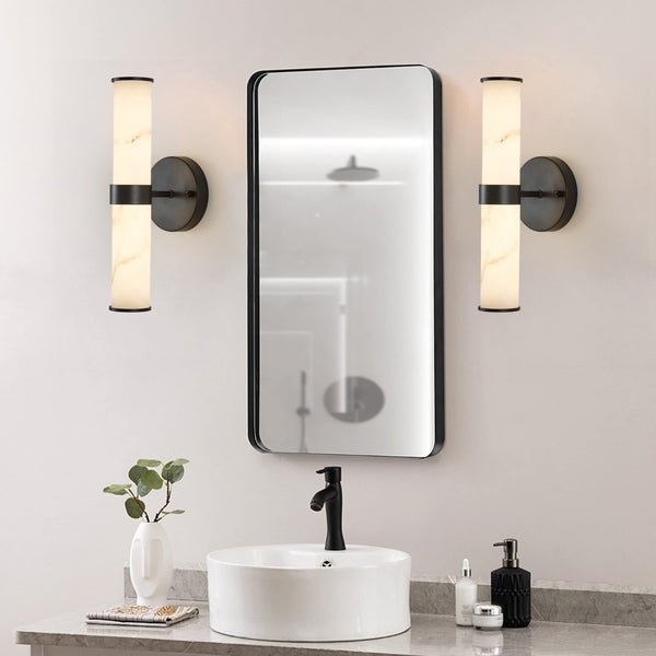 Resin Marble Texture Wall Light, Black Iron Frame