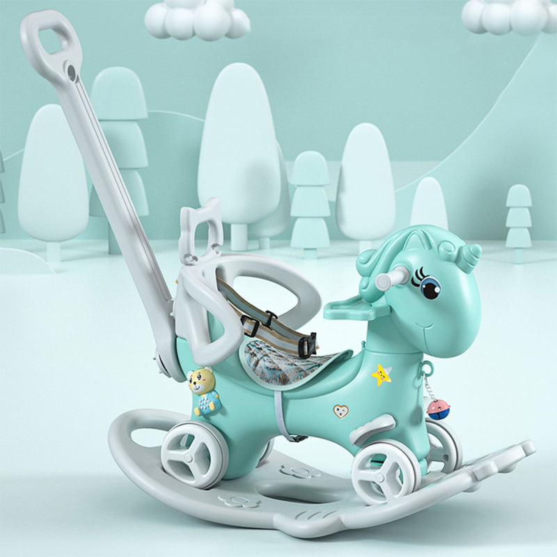 Rocking Horse for Toddlers - Balance Bike with Push Handle & Backrest